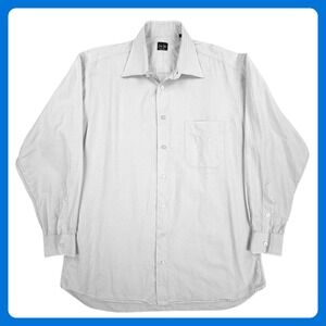 Vintage Gitman Bros Dress Shirt Men 16 34 White Blue Cotton Tattersall Check USA